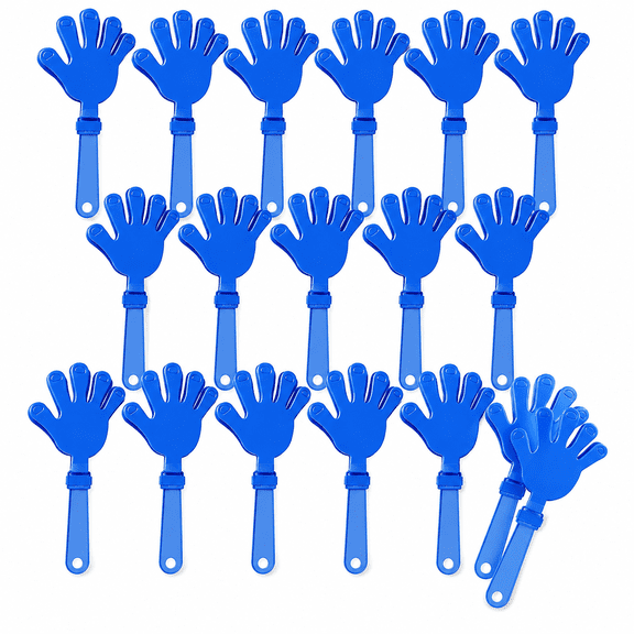 20 Pack Blue Hand Clapper Noisemakers, 7.5 Inch Plastic Party Favors for Sporting Events, Birthdays, Fiestas and Celebrations