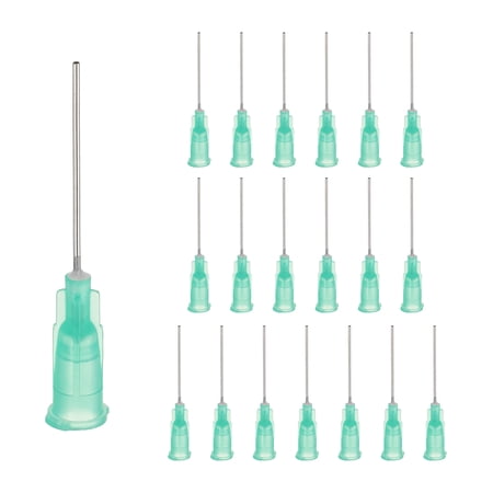 20 Pack Blunt Tip Dispensing Needle, 21 Gauge Stainless Steel Dispensing Tips with Luer Lock 1" Blunt Dispenser Needle for Measuring, Refilling Inks, Green
