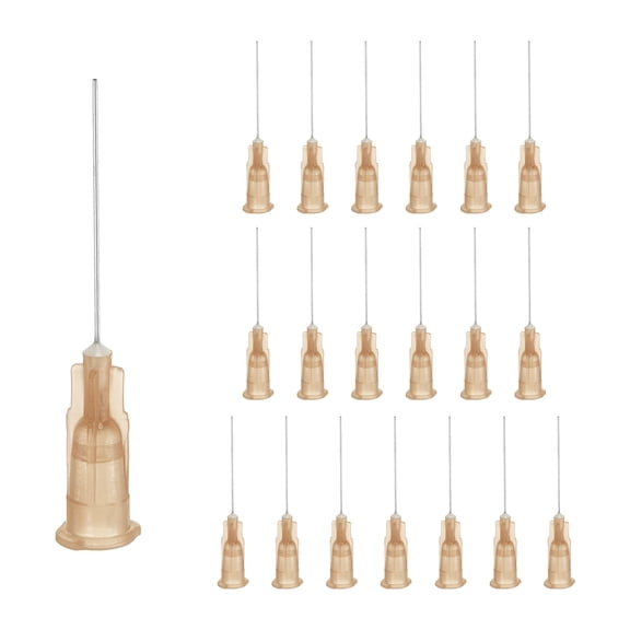20 Pack Blunt Tip Dispensing Needle, 26 Gauge Stainless Steel Dispensing Tips with Luer Lock 1" Blunt Dispenser Needle for Measuring, Refilling Inks, Light Brown