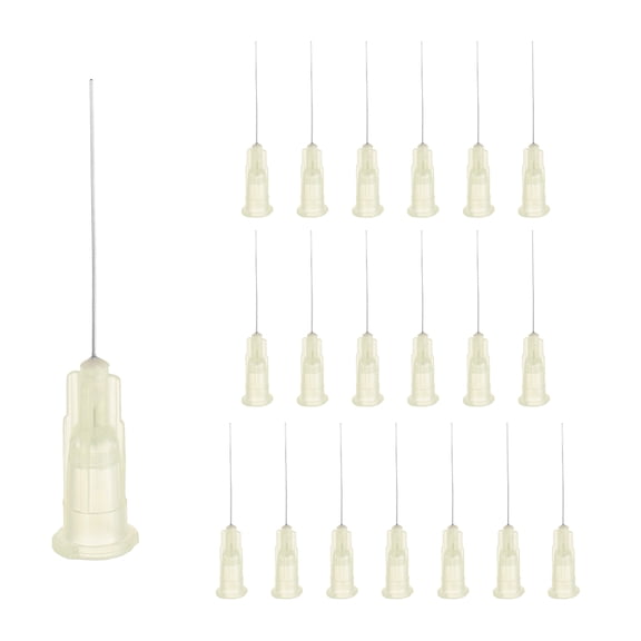 20 Pack Blunt Tip Dispensing Needle, 30 Gauge Stainless Steel Dispensing Tips with Luer Lock 1.65" Blunt Dispenser Needle for Measuring, Refilling Inks, Light Yellow