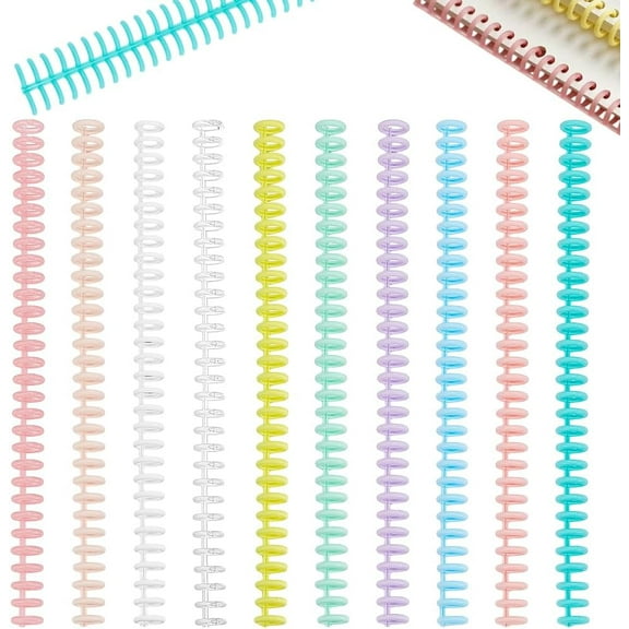 20 Pack Book Binding Wire 10 Colors Plastic Binding Comb Spines Double Ring Coil 30 Holes 1/2" Diameter Twin Spines Combs Spiral Ring Coil for Notebook Book Students and Coworkers