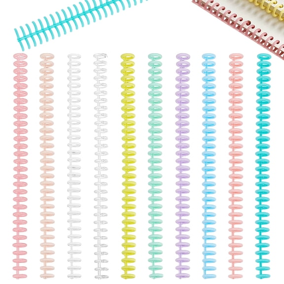 20 Pack Book Binding Wire 10 Colors Plastic Binding Comb Spines Double Ring Coil 30 Holes 1/2" Diameter Twin Spines Combs Spiral Ring Coil