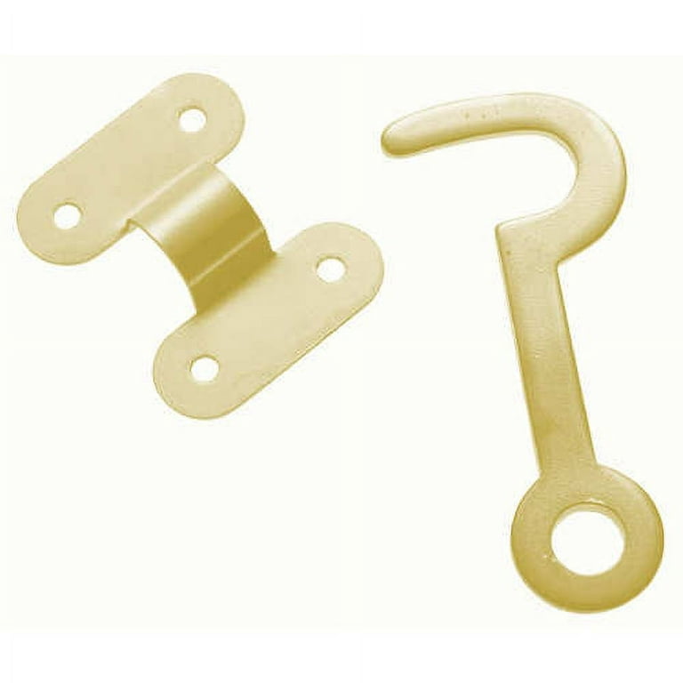 20 Pack) Box Hook & Staple in Solid Brass w/ Screws - 1 1/2 x 3/4 