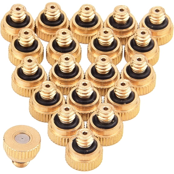 20 Pack Brass Misting Nozzles 0.012 Inch Hole 10/24 UNC Thread For Outdoor Cooling System Dust Control Humidification