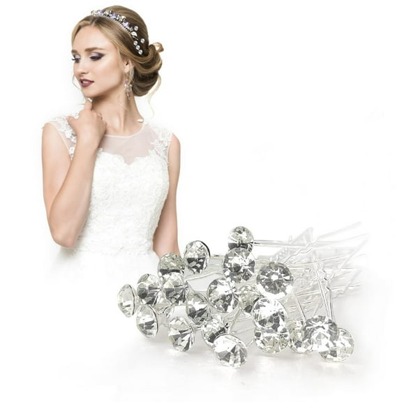 20 Pack Bridal Wedding Hair Pins Rhinestone Hair Clips Accessories For Women And Girls Silver