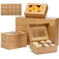 thumbnail image 1 of 20 Pack Brown Cookie Boxes with Window & Stickers, 9x6x3 Inch Brown Bakery Boxes Pastry Containers for Chocolate Covered Strawberries, Candy, Muffins, Donuts, 1 of 6
