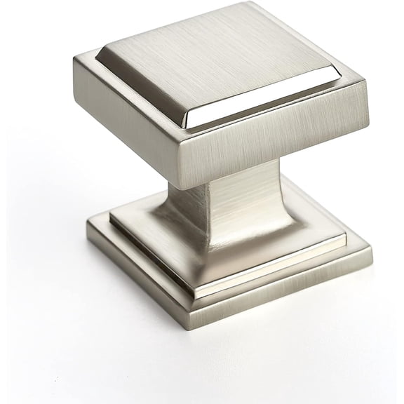 20 Pack Brushed Nickel Square Kitchen Cabinet Knobs,Zinc Solid Drawer Pulls,Farmouse Cabinet Handles for Cupboard, Closet, Dresser and Bathroom, Modern Cabinet Hardware for Cabinets