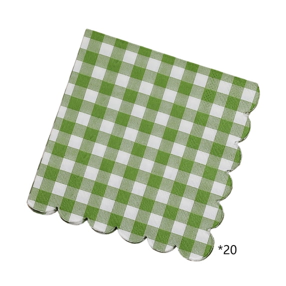20-Pack Buffalo Plaid Paper Napkins, Disposable Checkered Cocktail Napkins with Scalloped Edges, Multicolor Gingham Napkins for Thanksgiving, Halloween, Christmas & All-Season Parties