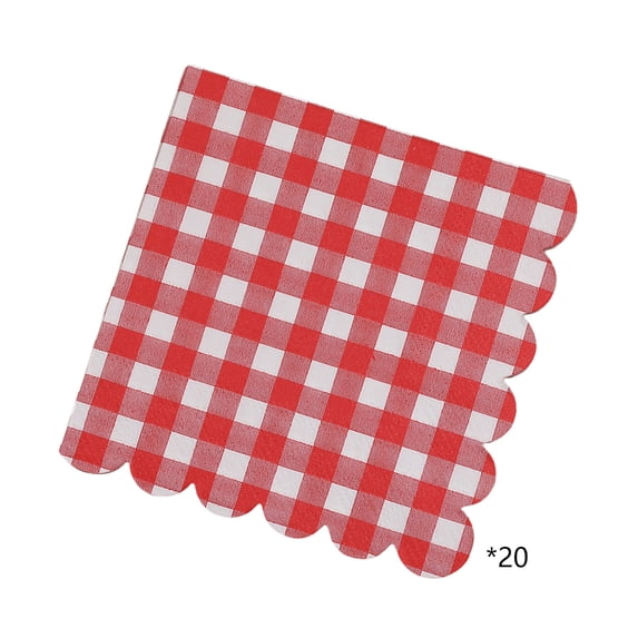 20-Pack Buffalo Plaid Paper Napkins, Disposable Checkered Cocktail Napkins with Scalloped Edges, Multicolor Gingham Napkins for Thanksgiving, Halloween, Christmas & All-Season Parties