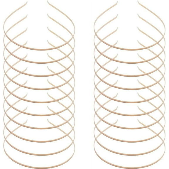 20 Pack Bulk 3.8mm Thin Plain Blank Hard Metal Headbands Light Gold Slim Simple Wire Hair Bands Clasps Tiara Hair Holder Frame DIY Crafts Accessories for Women Adults Gold