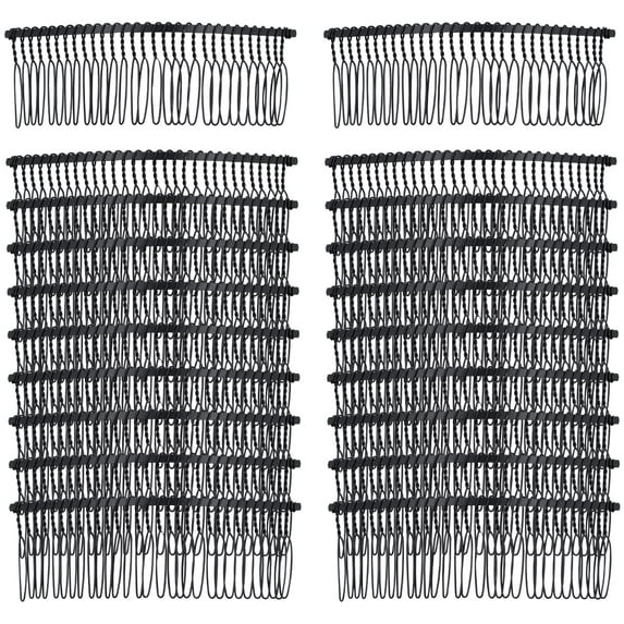 20 Pack Bulk 30 Teeth Large Wide Black Metal Side Hair Combs Base Wire Twist Hair Comb Clips Wedding Bridal Veil Combs Decorative Headpiece French Twist Updo Bun Holder Accessories