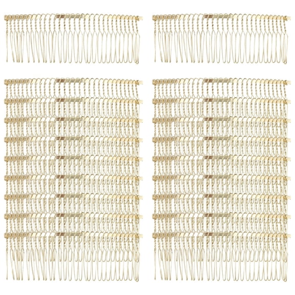 20 Pack Bulk 30 Teeth Large Wide Metal Silver Gold Black Side Hair Combs Base Wire Twist Hair Comb Clips Wedding Bridal Veil Combs Decorative Headpiece (Gold)