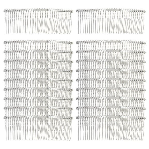 20 Pack Bulk 30 Teeth Large Wide Metal Silver Gold Black Side Hair Combs Base Wire Twist Hair Comb Clips Wedding Bridal Veil Combs Decorative Headpiece (Silver)