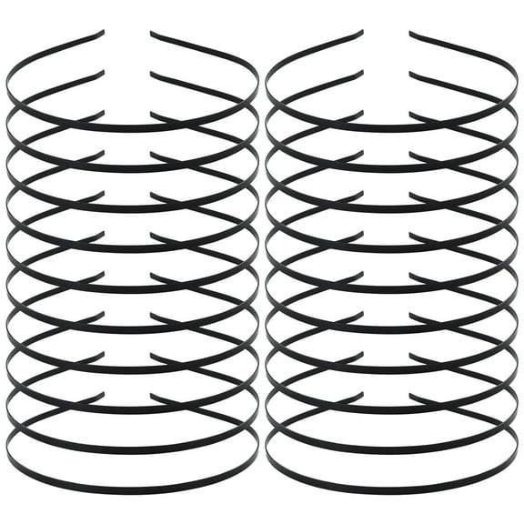 20 Pack Bulk 4 MM Thin Black Plain Blank Hard Metal Headbands Skinny Headband Slim Simple Hair Hoop Wire Hair Bands Clasps Crown Tiara Base Frame DIY Crafts Headpieces Accessories for Women Girl