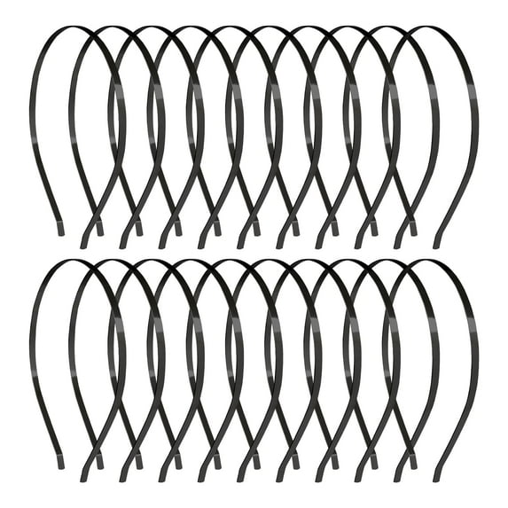 20 Pack Bulk 5 MM Thin Silver Gold Black Plain Blank Hard Metal Headbands Skinny Base Headband Slim Simple Wire Hair Bands Clasps Crown Tiara Frame DIY Crafts Accessories for Women Girls Adults