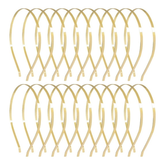 20 Pack Bulk 5 MM Thin Silver Gold Black Plain Blank Hard Metal Headbands Skinny Base Headband Slim Simple Wire Hair Bands Clasps Crown Tiara Frame DIY Crafts Accessories for Women Girls Adults