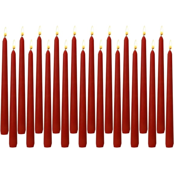 20-Pack Burgundy Taper Candles Unscented, 10 Inch Tall Dinner Table Candles for Wedding Centerpieces, Bulk Candlesticks Smokeless Dripless, Dark Red Decorative Candles for Christmas Home Decor