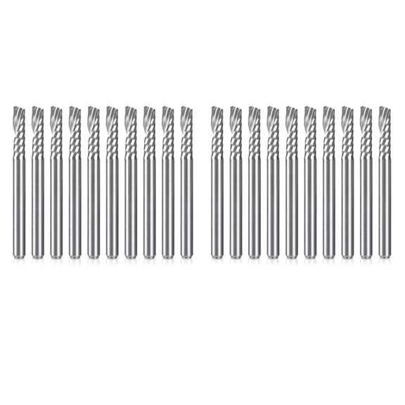 20 Pack CNC Router Bits 1/8 Inch Shank Spiral Upcut Router Bit Single Flute End Mill Set Milling Cutter Tungsten Steel,20 x spiral upcut bits,Silver