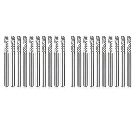 20 Pack CNC Router Bits 1/8 Inch Spiral Upcut Router Bit Single Flute End Mill Set Milling Cutter Tungsten Steel