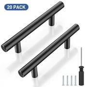 20 Pack Cabinet Handles, 3 inch Hole Center Kitchen Drawer Pulls, 304 Stainless Steel Cabinet Pull with Screwdriver Tools, Matte Black Kitchen Handles for Cabinets, Hardware for Cabinets Cupboard