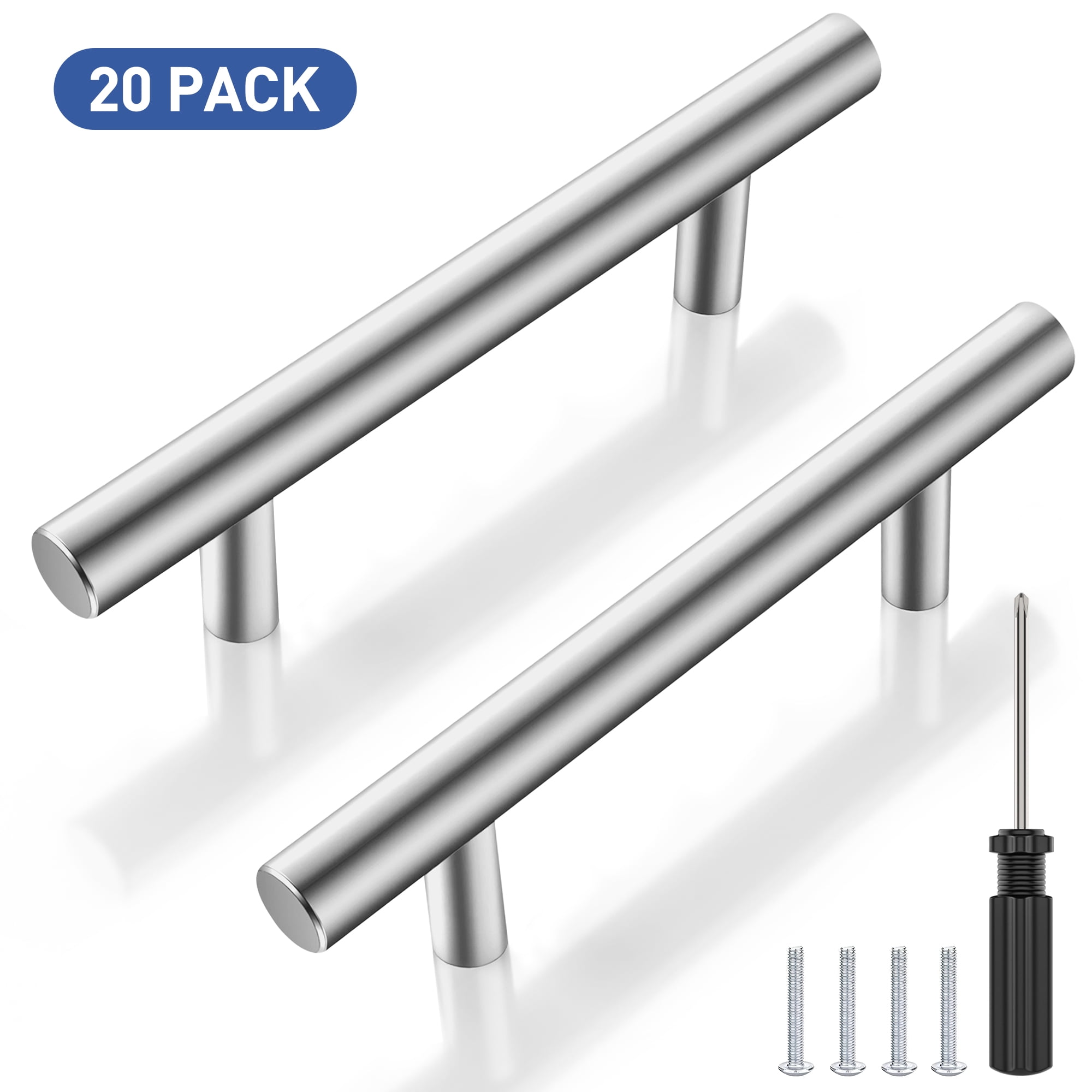 20 Pack Handles, 3 inch Hole Center Kitchen Drawer Pulls, 304 Stainless Steel