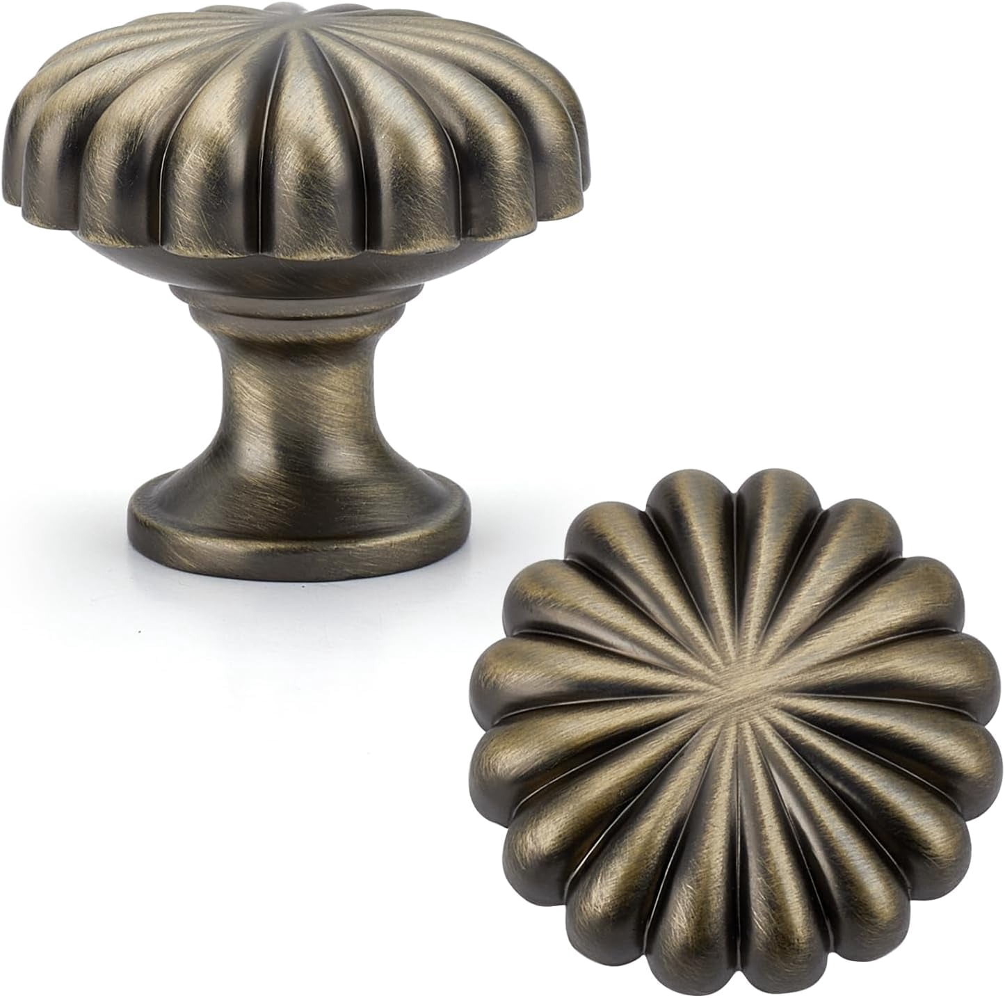 20 Pack Cabinet Knobs, Zinc Alloy Drawer Knobs Hardware for Kitchen Cabinets, Dresser and Wardrobe Doors Vintage Dresser Drawer Pulls Antique Brass