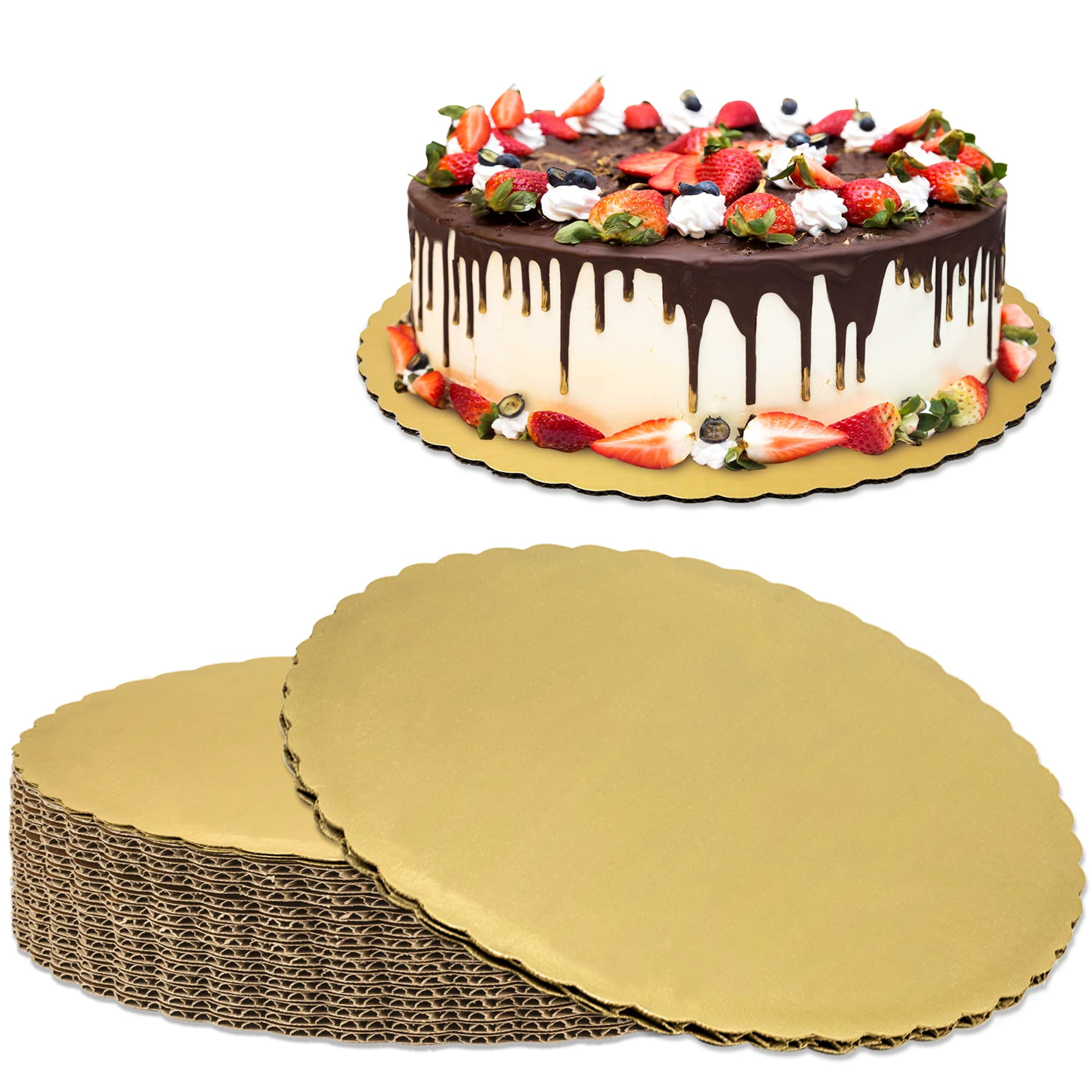 [20 Pack] Cake Boards 12 Inch Gold Cake Pan Disposable Cake Rounds Base ...