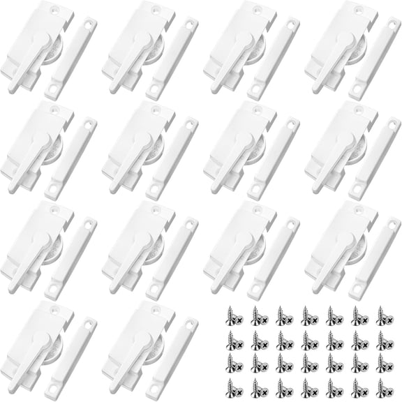 20 Pack Cam Action Window Sash Locks and Keeper, White Window Latch Security Lock Sliding Parts and Hardware for Double Hung, Vertical and Horizontal Sliding