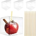thumbnail image 1 of 20 Pack Candy Apple Boxes with Sticks Set Plastic Clear Caramel Apple Containers Chocolate Covered Apples Packaging Party Favor Gift Goxes, 4 x 4 x 4 Inch, 1 of 9