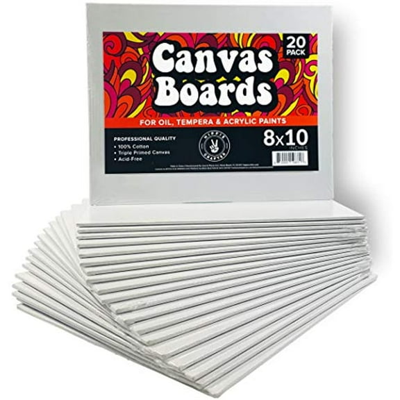 20 Pack Canvas Boards for Painting 8x10 Blank Art Canvases Panels for Paint