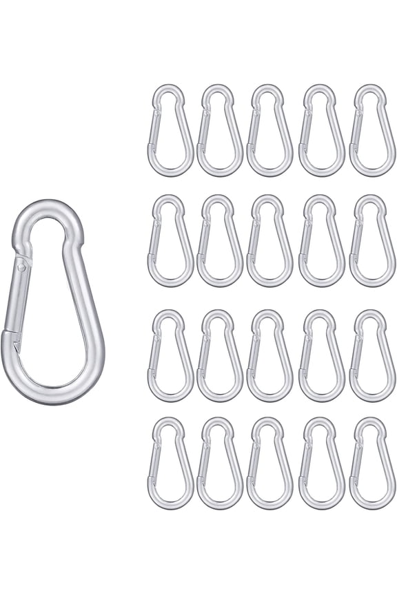 20 Pack Carabiner Clips Spring Snap Hook, 2.36 InchGalvanized Steel Keychain Clip, Silver Heavy Duty Small Quick Link Clamp for Camping Fishing Hiking Traveling Gym Hammock Swing Dog Leash