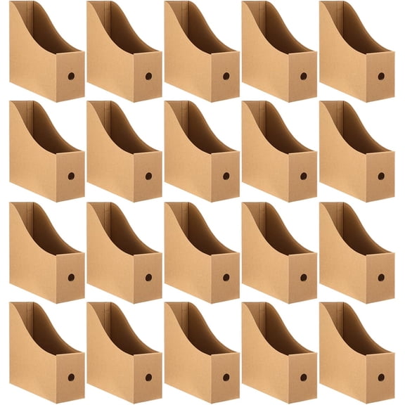 20 Pack Cardboard Magazine File Holders, Sturdy Book Bins for Classroom Library, 10.6'' 10.2'' 3.5'' Inch Vertical File Folder Box