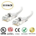thumbnail image 1 of 20-Pack Cat 6 Ethernet Cable Cat6 Snagless Patch 6 Feet - Computer LAN Network Cord, WHITE, 1 of 1