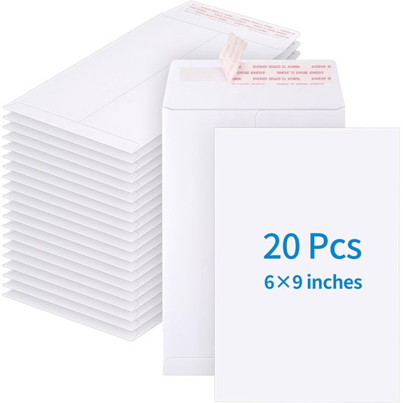 20 Pack Catalog Envelopes Self Seal, 6 x 9 Inches Mailing Envelopes,White Manila for Mailing, Organize, Storage, Home, Office