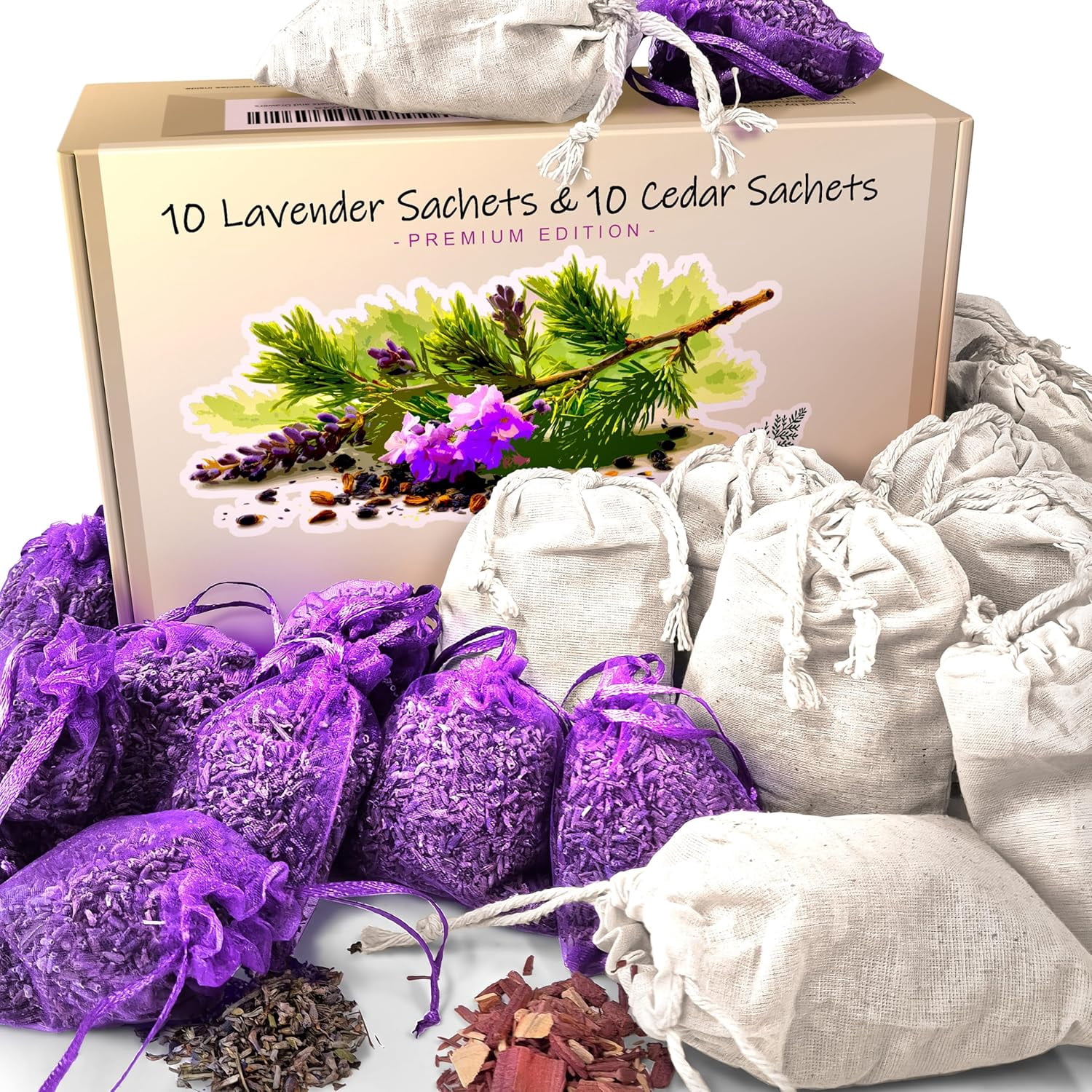 20 Pack Cedar Sachets & Lavender Sachets for Drawers and Closets – Dry