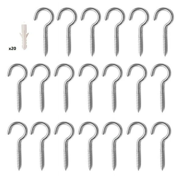 20 Pack Ceiling Hooks Metal Wall Hooks C-Shape Screw-in Hanger for Hanging Plants, Lights, Wind Chimes（M3/M4/M5 ）