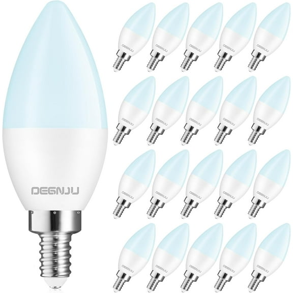 20 Pack Chandelier Light Bulbs 60 Watt Equivalent, Candelabra LED Light Bulbs, E12 LED Bulb Daylight 5000K, Type b Light Bulb 5.5W, Candelabra Base, 120V, B11 Candle Light Bulb, Non-Dimmable