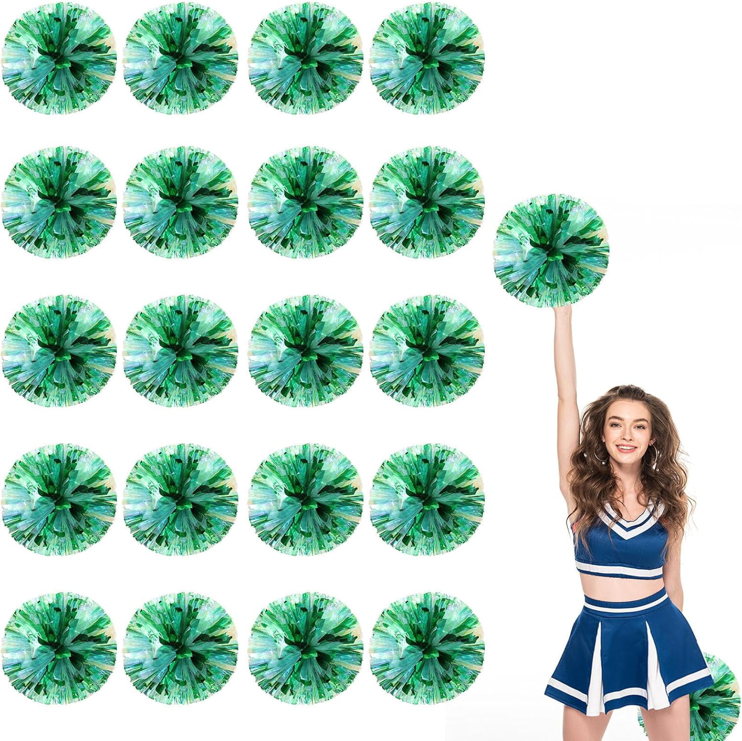 20 Pack Cheerleading pom poms,Cheer pom poms Sports Dance Cheer Plastic Pom Poms Cheerleading for Sports Team Spirit Cheering (Colorful+Blue)