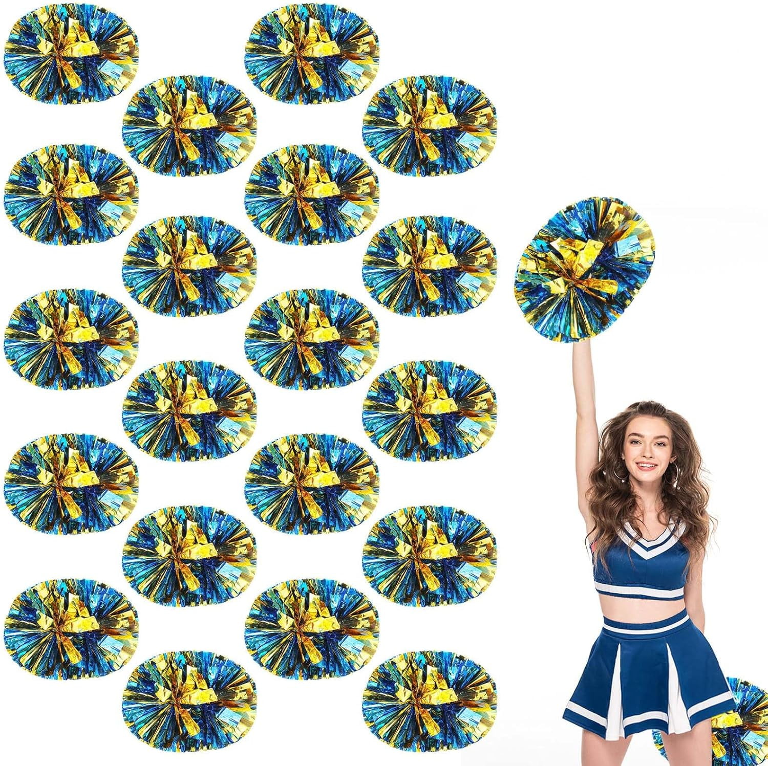 20 Pack Cheerleading pom poms,Handheld Cheer pom poms, Sports Cheer Plastic Pom Poms Cheerleading for Sports Team Spirit Cheering (Black+Green)