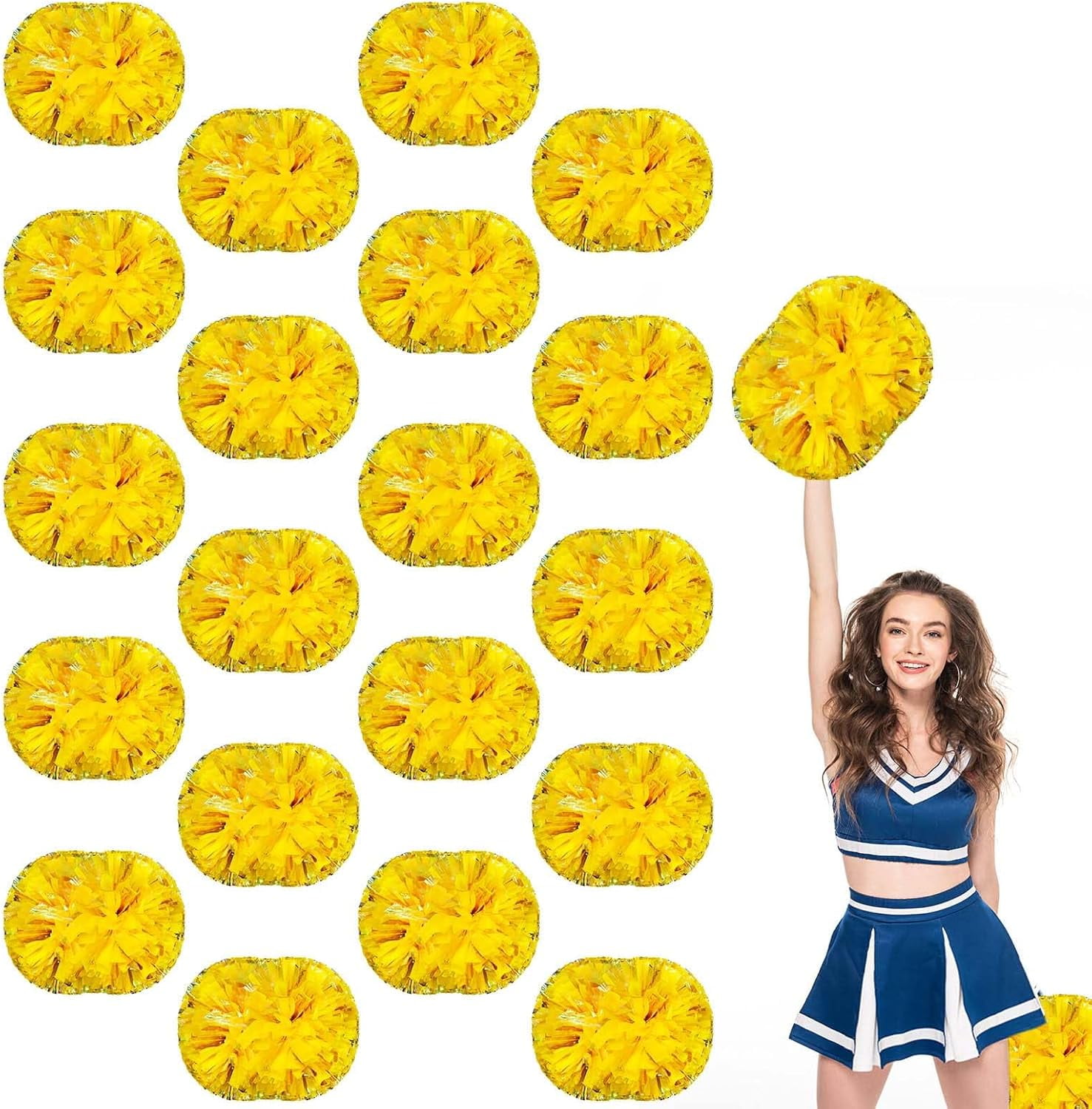 20 Pack Cheerleading pom poms,Handheld Cheer pom poms, Sports Cheer Plastic Pom Poms Cheerleading for Sports Team Spirit Cheering (Mixed Blue)