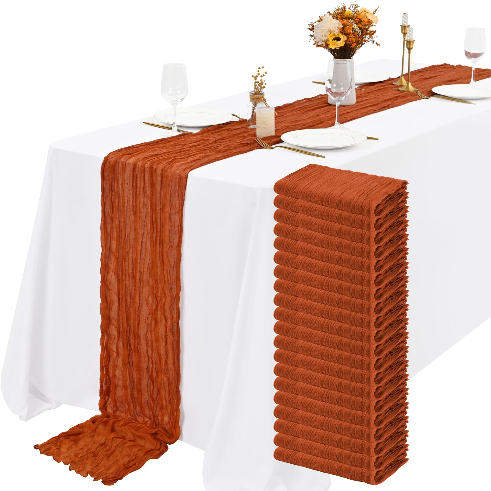 20 Pack Cheesecloth Table Runner 20 x 120 Inch Boho Gauze Table Runner