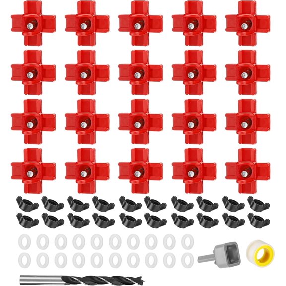 20 Pack Chicken Waterer Nipples - Easy Install Leakproof Poultry Watering System for Chicken Coop, Quail Duck Water Feeder Nipples with Drill Bits
