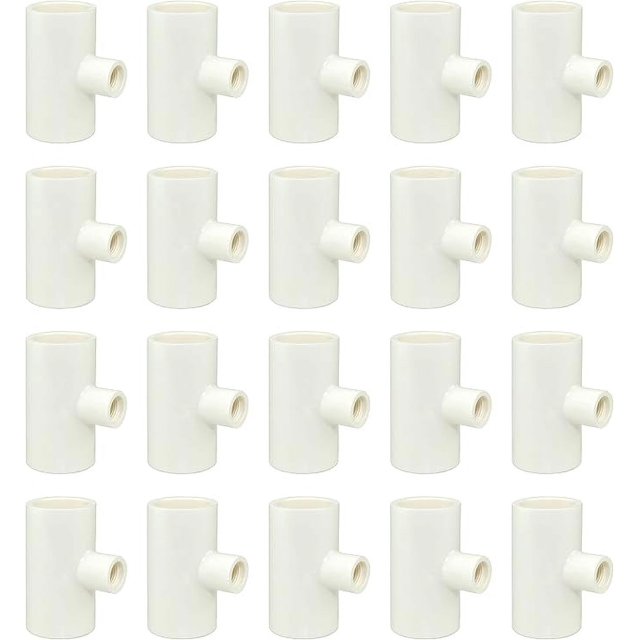 (20 Pack) Chicken Waterer PVC Tee Fittings For Threaded Poultry
