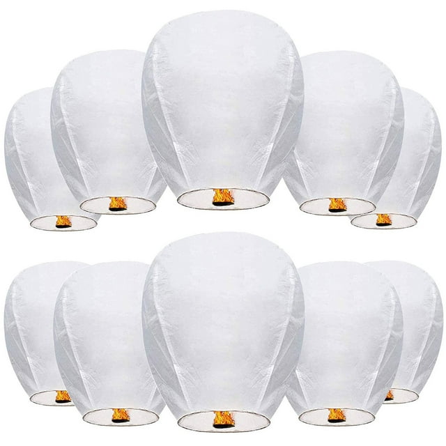 20 Pack Chinese Lanterns to Release in Sky, White Flying Lanterns Paper