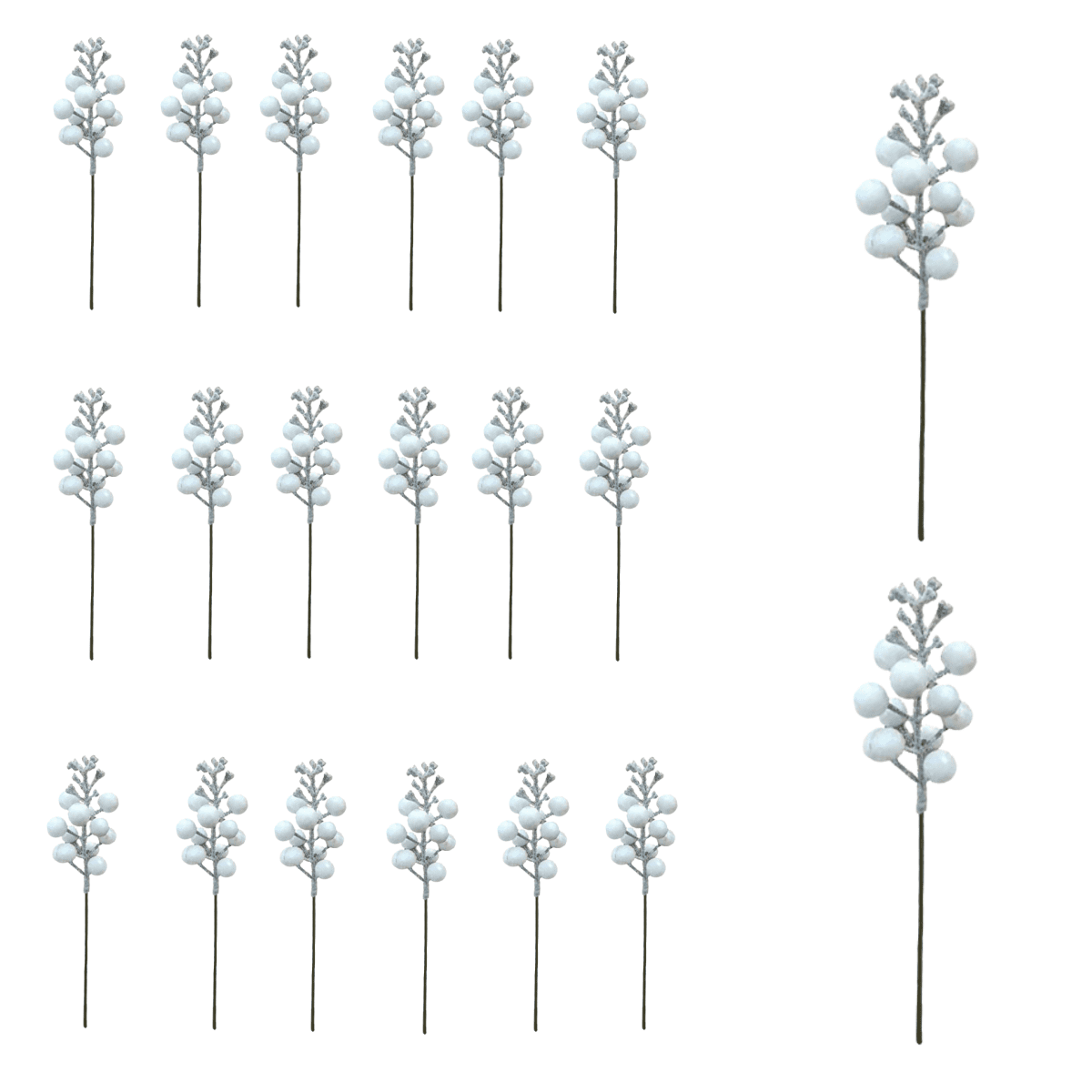 20 Pack Christmas Glitter Berries Stems for Christmas Tree Decorations