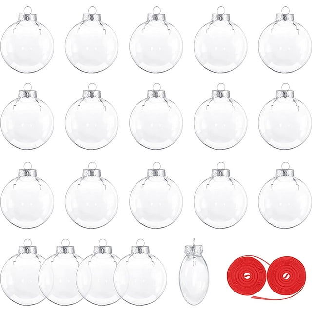 20 Pack Christmas Ornaments Discs, Clear Plastic Fillable Ornament Ball