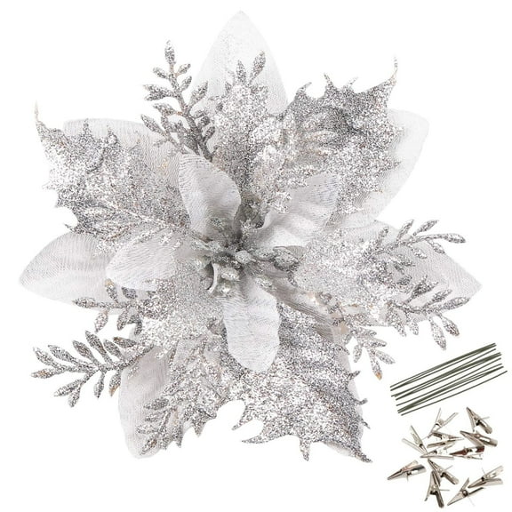 20 Pack Christmas Poinsettia Decorations Flowers Ornaments for Christmas Tree, Wreath, Garland, 5.5"