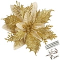 thumbnail image 1 of 20 Pack Christmas Poinsettia Decorations Flowers Ornaments for Christmas Tree, Wreath, Garland, 5.5", 1 of 8