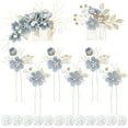 thumbnail image 1 of 20 Pack Classy Dusty Blue Flower Bridal Wedding Hair Side Combs+Floral Hair Pins+Twist Spiral Pearl Hair Pins Clips Pieces Formal Prom Headpieces Accessories for Brides Bridesmaids Women Girls, 1 of 4