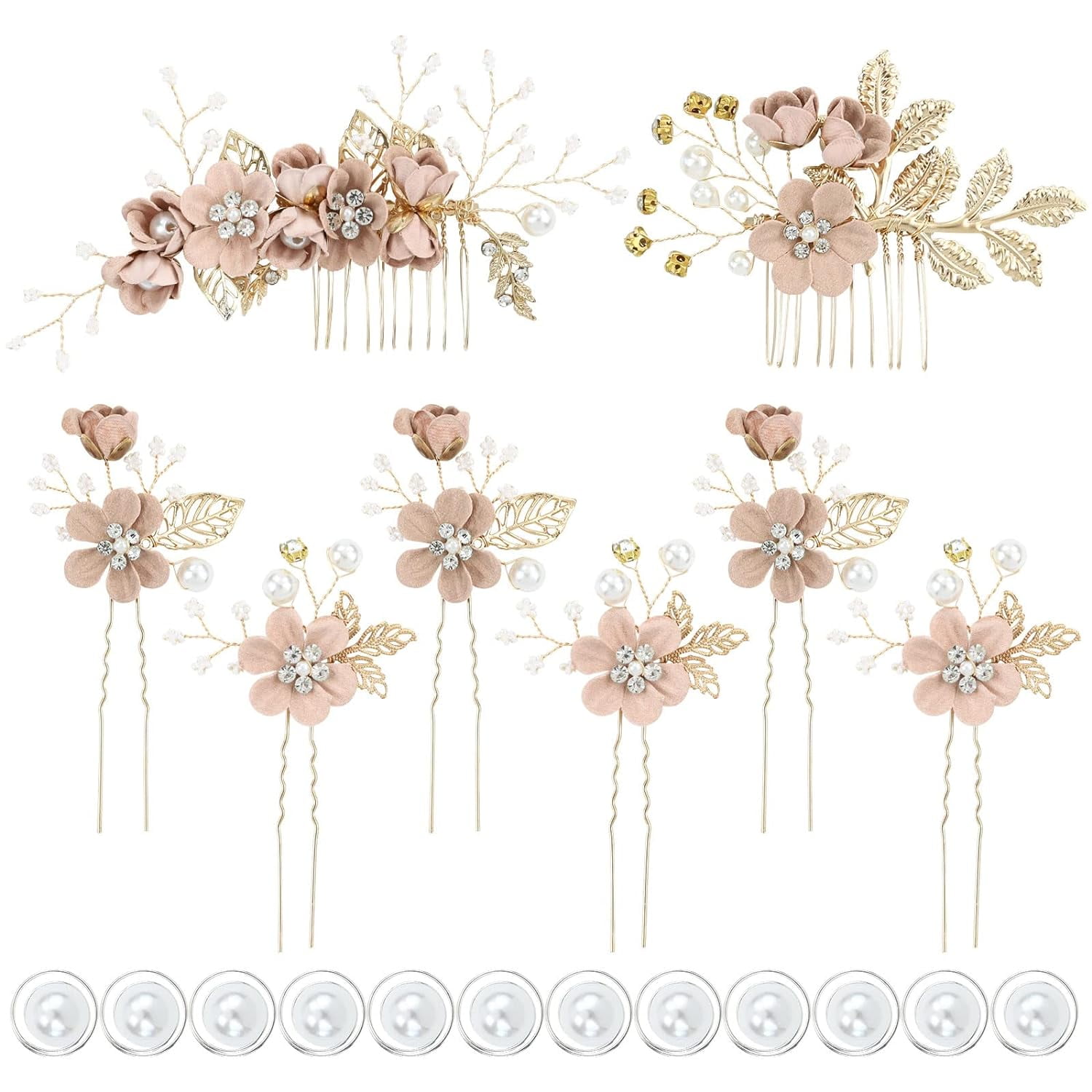 20 Pack Flower Hair Side Combs Pins Set Handmade Alloy Rhinestones Pearl Twist Amazon.com : Dizila 20 Pieces Bridal Wedding Party Prom  main image 3